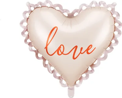 Folienballon Herz 50x47cm mit Schriftzug Love Creme Rot