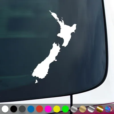 Produktbild von PantherPixel Neuseeland Aufkleber Umriss Kontur Reisen Kiwis Sticker Auto Geschenkidee Farbe Weiss