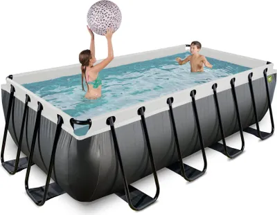 Zdjęcie produktu dla EXIT Black Leather Basen Stelażowy 400x200x100cm, Basen Naziemny, Czarny