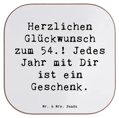 Produktbild von Mr. & Mrs. Panda Untersetzer Glas Spruch 54. Geburtstag - Weiß - Geschenk, Jahre, Lebensjahr, für Gläser, unvergessliche Momente, Geburtstagsgeschenk, Happy Birthday