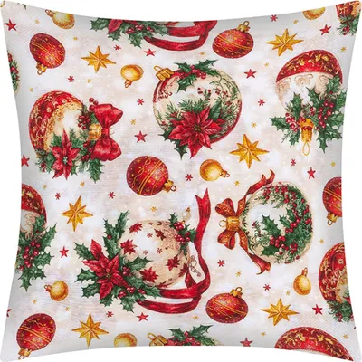 Zdjęcie produktu dla Poduszka BOŻE NARODZENIE - 40x40 cm - czerwona, złota, kremowa