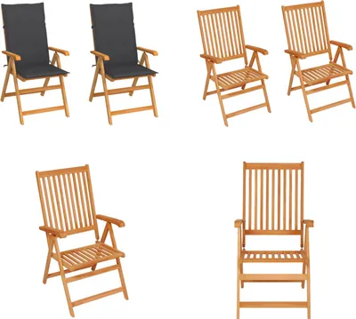 Immagine prodotto di vidaXL Sedie da giardino 2 pezzi con cuscini antracite in legno massiccio di teak - sedia da giardino - sedie da giardino - poltrona da giardino - sedia pieghevole