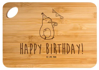 Produktbild von Mr. & Mrs. Panda Schneidebrett Avocado Geburtstag - Transparent - Geschenk, Frühstücksbrettchen, Party, Brett, Frühstücksbrett, Frucht, Küchenbrett, Alles Gute, Holzbrett