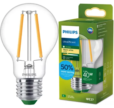 Zdjęcie produktu dla LED E27 Normalna 2,3 W (40 W) Przezroczysta 485 lm 2700 K Klasa energetyczna A