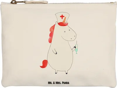 Produktbild von Mr. & Mrs. Panda Federmappe Einhorn Krankenschwester Grösse XL Große - Weiß - Geschenk, Schlamper, Krankenhaus, Kulturbeutel, Stoffbeutel, Schlampermäppchen, Unicorn
