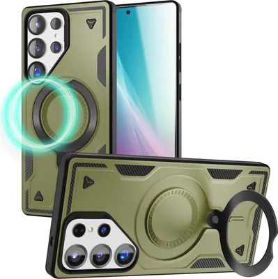 Obrázok produktu pre NALIA Stormguard pre Samsung Galaxy S25 Ultra - MagSafe Armor Ring Cover - titánovo zelený