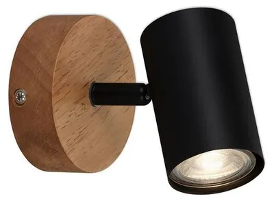 Immagine prodotto di Faretto da parete retrò orientabile e girevole 1x GU10 35W nero legno Briloner