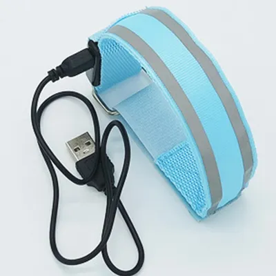 Produktbild von Led Armband Aufladbar Leuchtarmband Reflective Band USB Led Armbänder für Joggen Laufen Sport Blau
