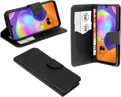 Obrázok produktu pre Knižkové puzdro "Fancy" SAMSUNG GALAXY A31 (A315F) puzdro na mobilný telefón s funkciou stojana, držiak na karty čierne