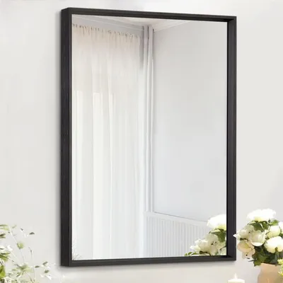 Obrázek produktu pro Obdélníkový nástěnný zrcadlo, černý kovový rám, rozměry 70 x 50 cm, vhodné do ložnice