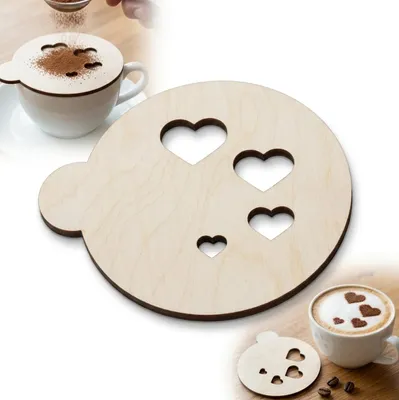 Immagine prodotto di MODELLO per DECORAZIONI DA CAFFÈ 4 CUORICINI LATTE ART cappuccino 10 cm