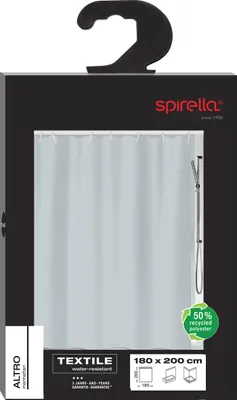 Immagine prodotto di Tenda doccia antimuffa Spirella - antibatterica, lavabile, impermeabile, poliestere, "Altro" 180x200cm Grigio