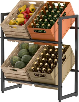 Produktbild von Faziango Getränkekistenregal 71x32x80cm Für 4 Kästen Metall Getränkekistenhalter Mit Verstellbaren Füßen Schnellmontage 1 Stück