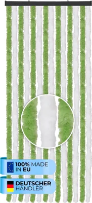 Produktbild von Flauschvorhang (56x185 cm) Türvorhang "Grün - Weiß" als Insektenschutz für Balkon, Terrasse oder Wohnmobil, Wohnwagen, Pavillon