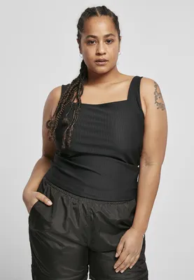 Produktbild von Ladies Squard Neckline Rib Top black 3XL