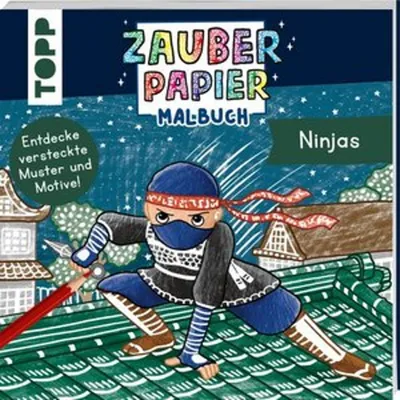 Produktbild von Malbuch Ninjas mit Zauberpapier, handliches Format für unterwegs, 24 Motive, ab 5 Jahren