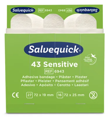 Produktbild von CEDERROTH Salvequick Pflaster-Nachfüllpackung sensitiv 6 x 43 Pflaster