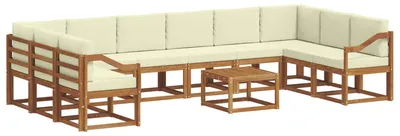 Produktbild von vidaXL Outdoor-Sofagarnitur mit Kissen 11 pcs Natur und Creme