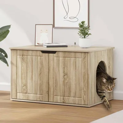 Produktbild von "Schlussverkauf" Katzenhaus moderne - Max. Gewicht: 60 kg - Sonoma 85x55x50,5 cm Holzwerkstoff  C15730