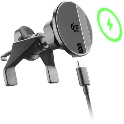 Obrázek produktu pro Cellularline MAGQI25HOLDERVENTK, Auto, USB, Bezdrátové nabíjení, 1,5 m, Černá