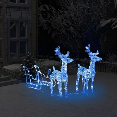 Produktbild von The Living Store Rentiere & Schlitten Weihnachtsdekoration 160 LEDs 130 cm Acryl