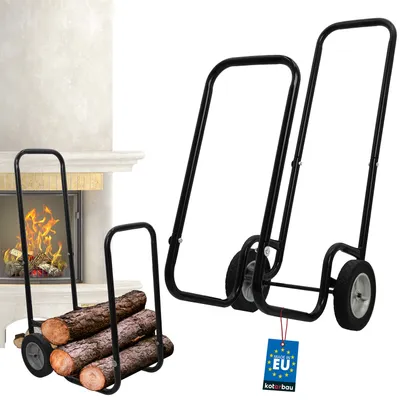 Zdjęcie produktu dla KOTARBAU® Wózek na drewno kominkowe z kólkami Wózek na drewno 102 x 54 x 41 cm 80 kg Malowany proszkowo na czarno metalowy kosz na drewno kominkowe Stojak na drewno kominkowe Kosz na drewno kominkowe Kólka Akcesoria kominkowe Akcesoria kominkowe Kominek