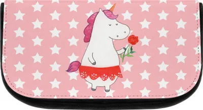 Produktbild von Mr. & Mrs. Panda Organizer Einhorn Dame - Rot Pastell - Geschenk, kosmetiktäschchen, Einhörner, Trennung, schmink, Unicorn, kulturtäschchen, Bachelor, Schminktasche, Frau