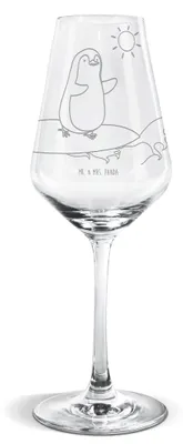 Produktbild von Mr. & Mrs. Panda Weinglas Pinguin Surfer - Transparent - Geschenk, Motiviert, Urlaub, wein glas, Optimistisch, Weißwein, Wellen, Kelch, Weißweinkelch, Portugal, Hawaii
