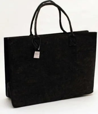Zdjęcie produktu dla Torba na drewno opałowe wykonana z czarnego filcu 50x35x27cm