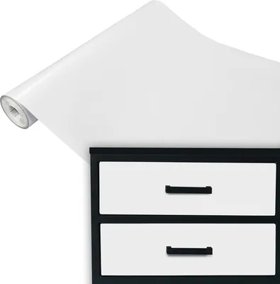 Produktbild von Klebefolie Möbel 45x100 cm - Weiß Satin - Möbelfolie selbstklebend einfarbig - Folie für Möbel zur schnellen Renovierung von Türen, Tischen und Regalen - Möbelfolie dekorativ und pflegeleicht