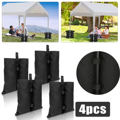Immagine prodotto di TolleTour 4X Set di sacchi di sabbia con base e pesi per gazebo Impermeabile nero – riempibile con sabbia, ghiaia, ciottoli ecc. Capacità di riempimento per pezzo circa 11,5 kg Robusto sacco di sabbia per esterni