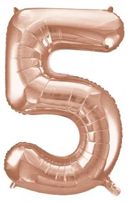 Image de Ballon XL chiffre 5 or rose