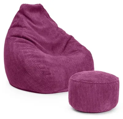 Image de Ensemble de détente LUMALAND en velours côtelé – Pouf géant (400 L) + pouf (50 L) - velours côtelé large