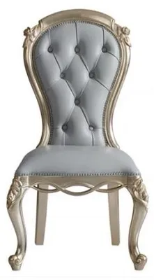 Image de Chaise Chesterfield grise classique Chaises en bois massif Chaises en cuir