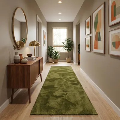 Produktbild von Super Soft Hochflor Läufer Livorno Tannengrün, Größe:80x320 cm