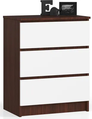 Produktbild von Akord Kommode 3 Schubladen Wenge/Weiß 60X40X77 Cm