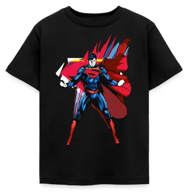 Produktbild von Spreadshirt DC Comics Superman Fragmented Kinder T-Shirt, 122/128 (7-8 Jahre), Schwarz
