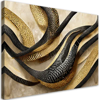 Produktbild von Leinwandbild Schlangenhaut Glamour Gold Textur 90x60 Feeby Gold bild für die wand bereit zum aufhängen