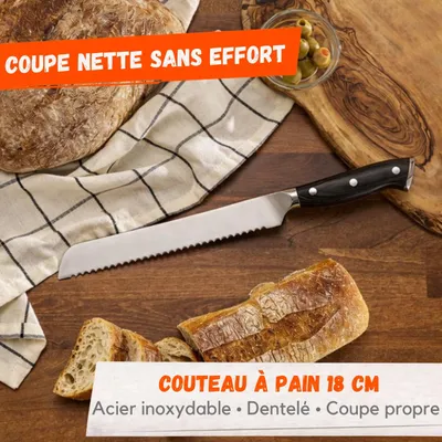 Image de Couteau à Pain Dentelé 18 cm – Acier Inoxydable