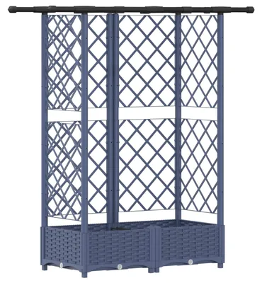 Obrázok produktu pre VidaXL Vyvýšený záhon s mriežkou na popínavé rastliny a strechou, sivý, 124 x 40 x 121 cm, PP