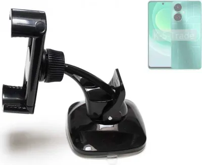 Produktbild von K-S-Trade kompakte Handy-Halterung Windschutzscheibe kompatibel mit Tecno Camon 19 Armaturenbrett schwarz Autohalterung KFZ Halter Scheiben-Halterung