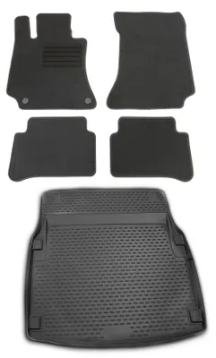 Gummi-Kofferraumwanne + Fußmatten Set für Mercedes E-Klasse W212, Bj. 2009-2015