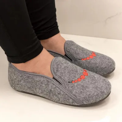 Obrázek produktu pro Dámské šedé plstěné zateplené pantofle SIMONA