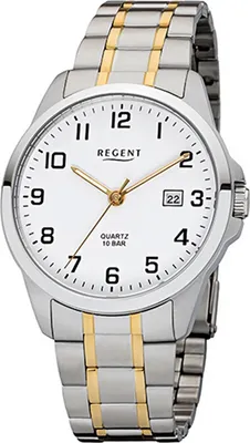 Immagine prodotto di Orologio da uomo Regent in acciaio inossidabile F-1014 quarzo bracciale argento oro D2URF1014