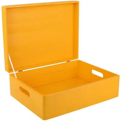 Productafbeelding van Creative Deco XL Gele Grote Houten Doos Opbergdoos, 40 x 30 x 14 cm