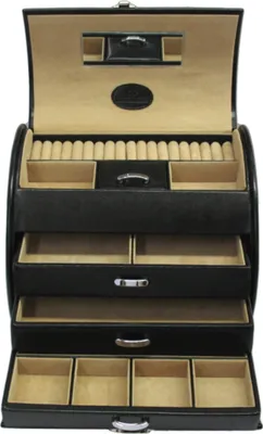 Produktbild von WINDROSE Schmuckschatulle Merino Jewelry Box Round Black schwarz