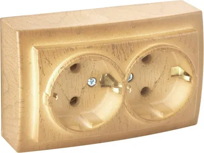 Produktbild von Doppelsteckdose Ahorn Holzoptik – Aufputz IP20 Innen – Themis