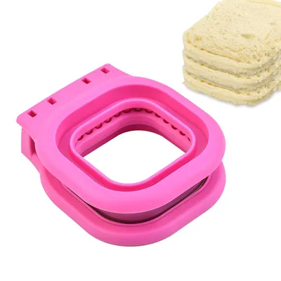 Produktbild von Kinder-Sandwichschneider, Sandwichschneider und Versiegelungsgerät, Quadratischer Brotbackautomat, 14.2*12*4.6cm, Rot