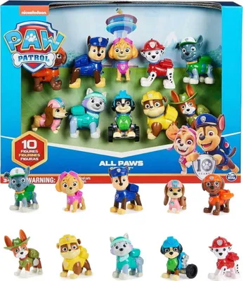 Produktbild von PAW Patrol – Action Pups Geschenkset mit 10 Hundefiguren zum Sammeln, alle Hauptcharaktere in Uniform mit Werkzeug, für Kinder ab 3 Jahren., 3 Jahr(e), Mehrfarbig