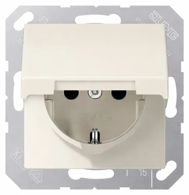 Produktbild von JUNG AS500 Schuko Steckdoseneinsatz mit Klappdeckel Weiß